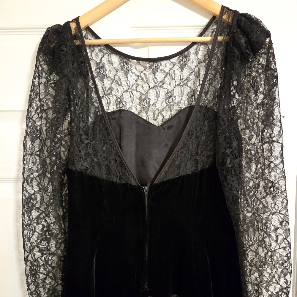 Vintage Steppin Out Black Lace Party Dress NO SIZE TAG - Picture 7 of 11
